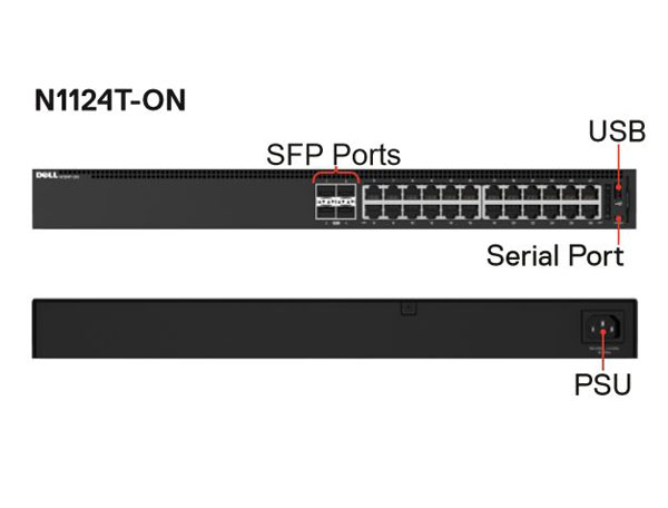 N1124P-ON Dell EMC PowerSwitch 24 Ports GE (12 PoE+ 190W), 4 SFP+ Uplink