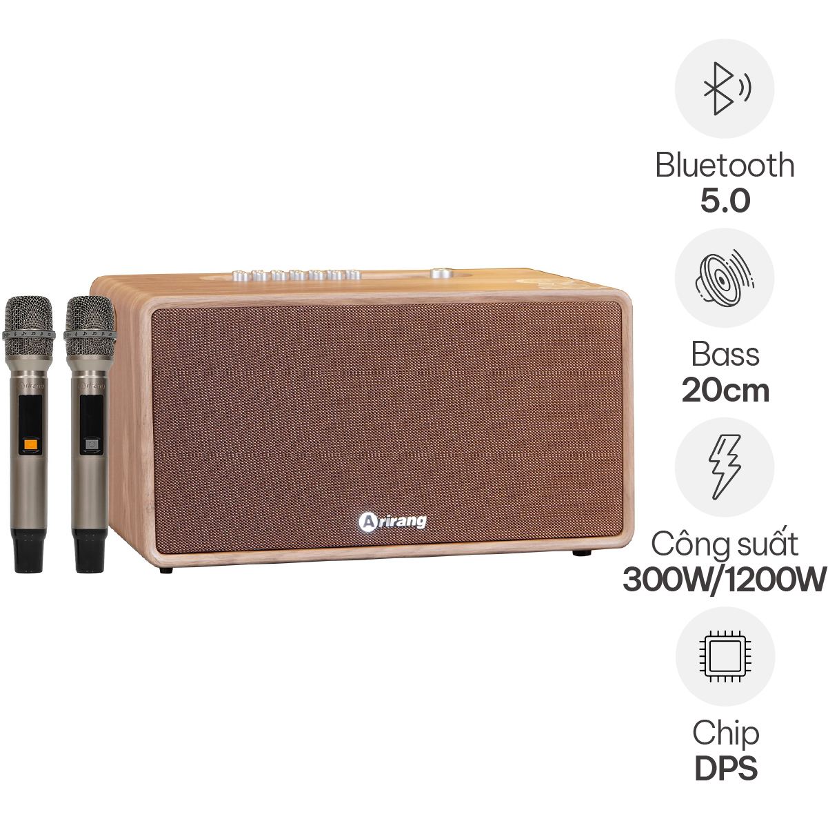 Loa xách tay Arirang MB2iw - New 2025 (bass 20cm, 300W/1200W, kèm 2 micro )