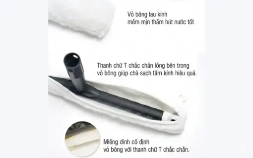 Bộ lau kính ChaoBao 35cm, bông thỏ có thể thay thế, cán có thể nối dài, dụng cụ lau kính cao cấp