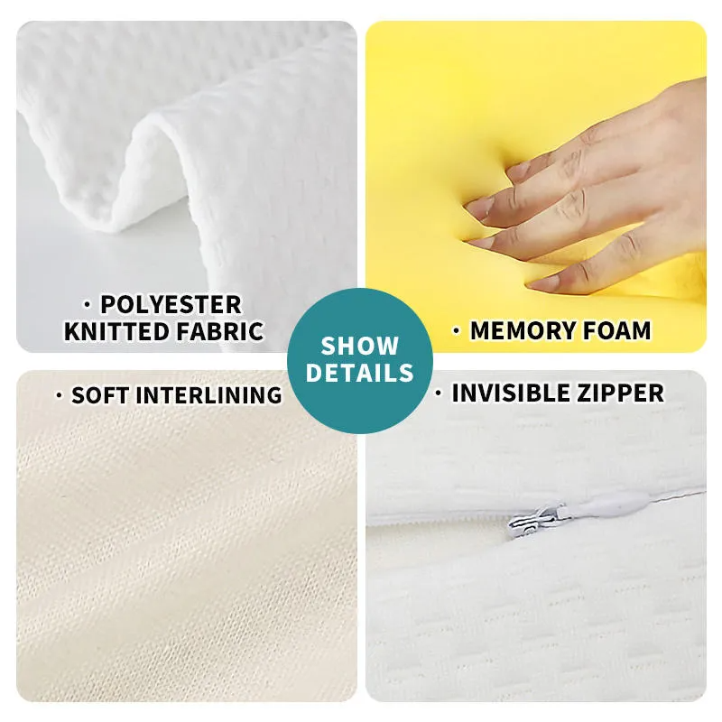 Gối kê cổ định hình chỉnh hình, chất liệu polyester, mút hoạt tính, có khóa kéo