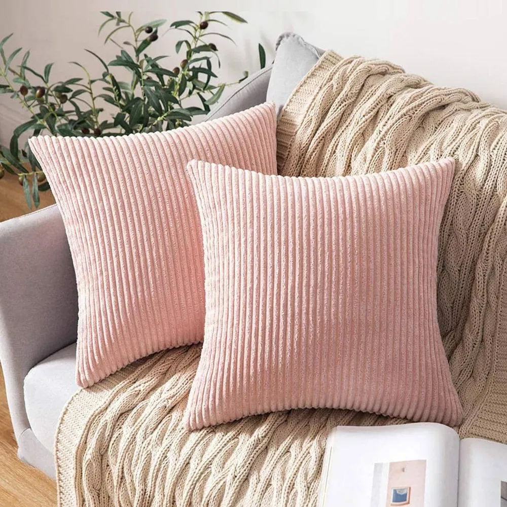 Gối sofa/giường đơn giản bằng vải nhung kẻ sọc dọc