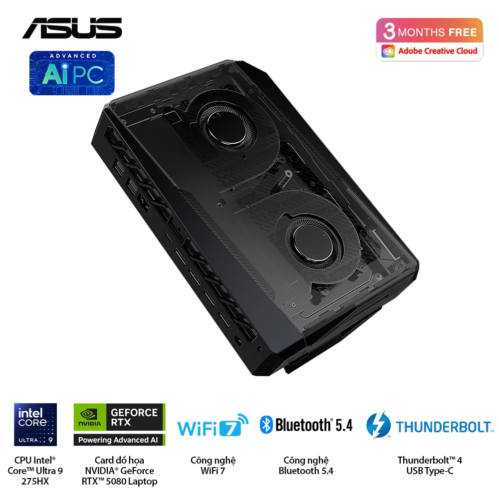 Bộ PC ASUS NUC RNUC15JNK RNUC15JNK7X569A0 (U7 255HX/16GB (2x8GB) DDR5-6400/1TB Gen4 NVMe/Wifi7/RTX 5060/Win11H)