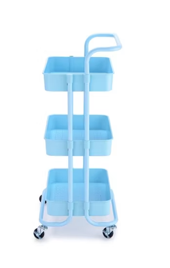 Xe đẩy nhà bếp 3 tầng bằng thép chất lượng cao có tay cầm và giá để đồ