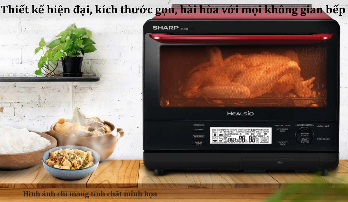 Lò vi sóng hơi nước siêu nhiệt có nướng Sharp 31 lít AX-1700VN