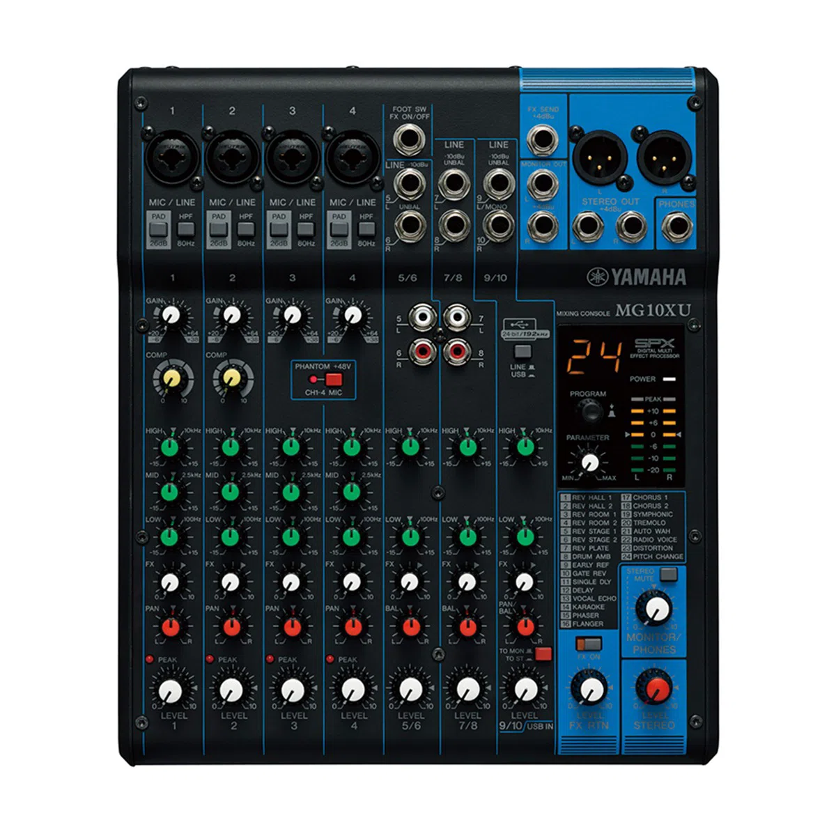 Bàn mixer Yamaha MG10XU (Mixer Analog, 10 kênh, 4 Mono, 3 Stereo)