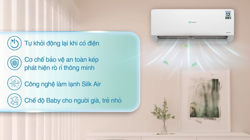 Máy lạnh Casper Inverter 1.5 HP QC-12IS36