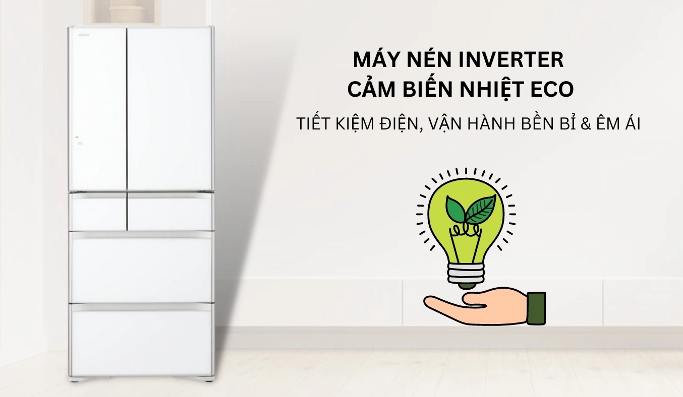 Tủ lạnh Hitachi Inverter 615 lít R-WX620KV (XW)