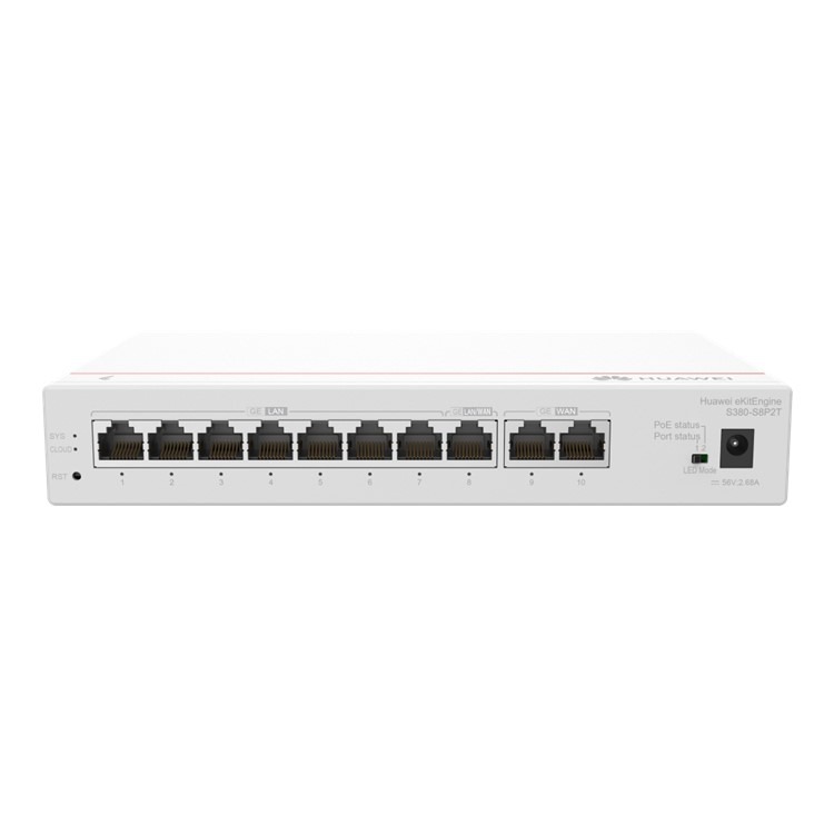 Multi-Service Gateway S380-S8P2T, 2*GE WAN, 8*GE LAN(PoE+, 124W)